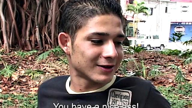 Anderson makes it clear he wants to bang Gaston, and once these two Latin twinks are behind closed doors they go for each other. On a sofa, the two kiss and strip naked, before Gaston starts sucking Anderson's big uncut cock.