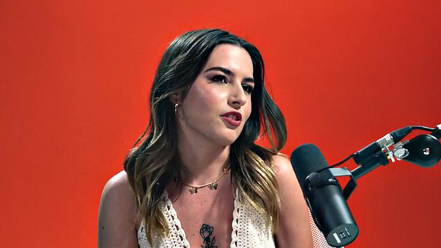 Stunning big-titted babe jerking off