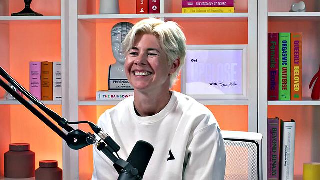 Stunning big-titted babe jerking off