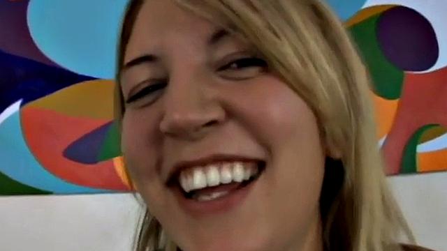 Petite blonde slut gobbles cock