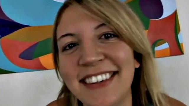 Petite blonde slut gobbles cock