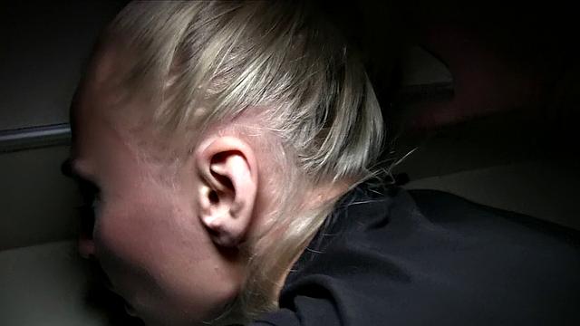 Public stairwell babe gets her ass drilled in POV with a smile