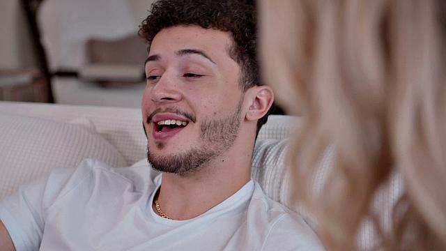 Busty Blonde MILF Bunny Madison fucks her son's bully and begs for his load on her face