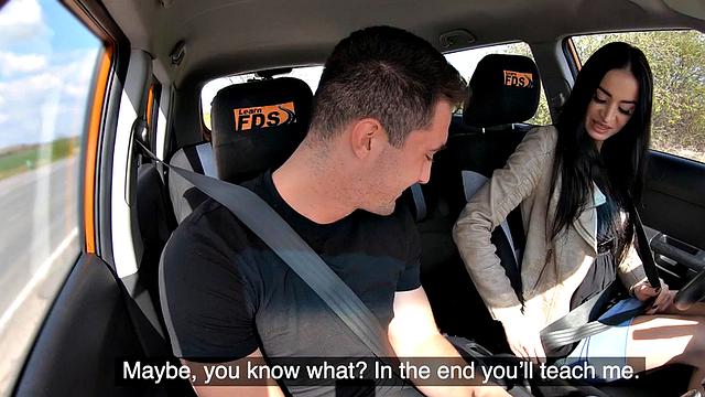 Cockhungry driving bae smashed in car by instructor