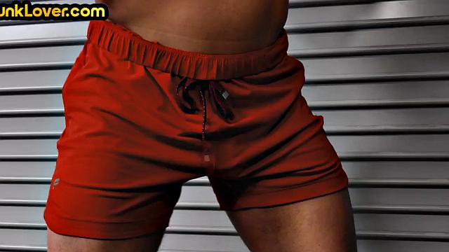 Sportive athletic jock barebacks bottom in gym after boxing