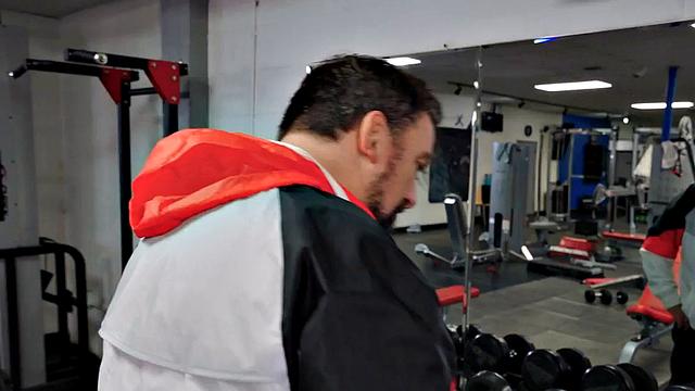 Watch this tattooed gym babe take a massive rod in her wet pussy from behind