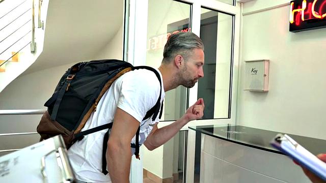 Rimming and throating small tits teens enjoy hostel 3some