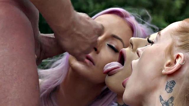 CFNM ladies love blowing nice dick while jerking it