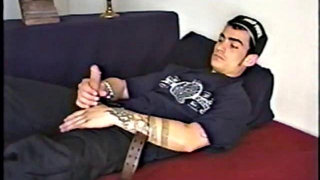 Nicoya strokes his thick cock and shows off for another man
