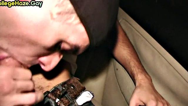 Stud sucks cock in car for fraternity entrance
