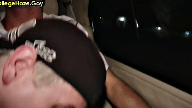 Stud sucks cock in car for fraternity entrance