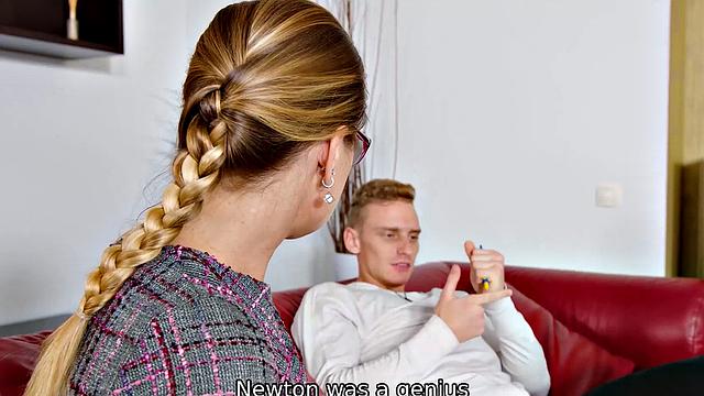 TUTOR4K. Physics teacher looks innocent and quickly blows student's mind