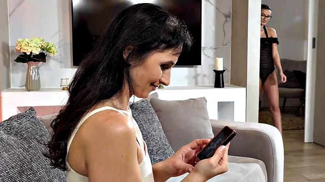 Watch as Lez GILF licks a tight dyke's pussy while topless and glasses on!