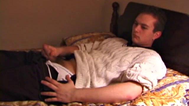 Naked on the bed and beating off, we soon find out why this guy calls himself Lucky