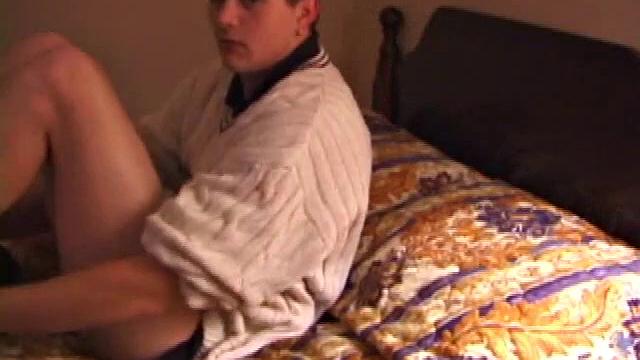 Naked on the bed and beating off, we soon find out why this guy calls himself Lucky