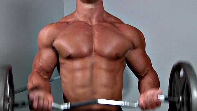 Muscled gym stud fucked in hairy asshole after sucking cock