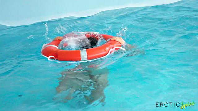 Busty Lifeguard Gets Wet for Cock