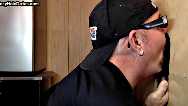 Gloryhole DILF sucks and gets fucked till cum in mouth