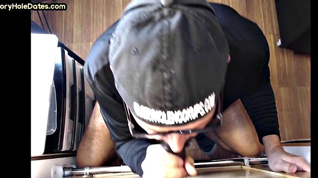 Gloryhole DILF sucks and gets fucked till cum in mouth