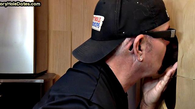 Gloryhole DILF sucks and gets fucked till cum in mouth