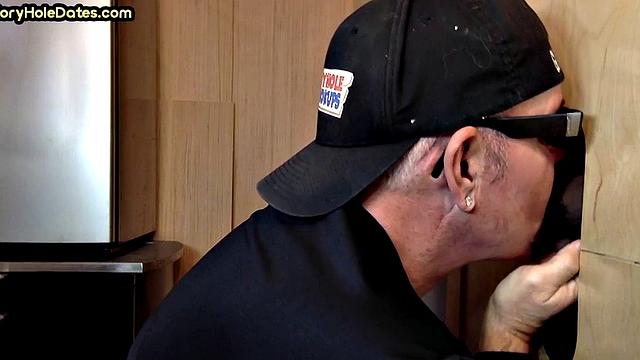 Gloryhole DILF sucks and gets fucked till cum in mouth