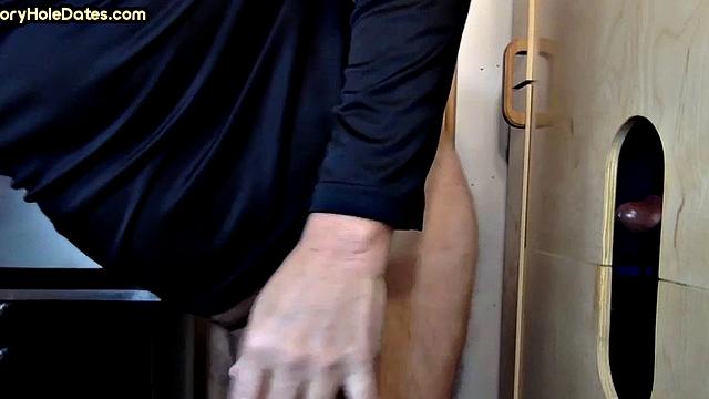 Gloryhole DILF sucks and gets fucked till cum in mouth
