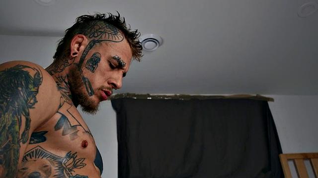 Bigcock inked hunk fucks bottom BF in the bedroom