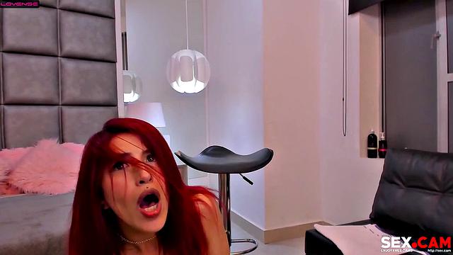 Red haired lady is extremely horny and moans from pleasure