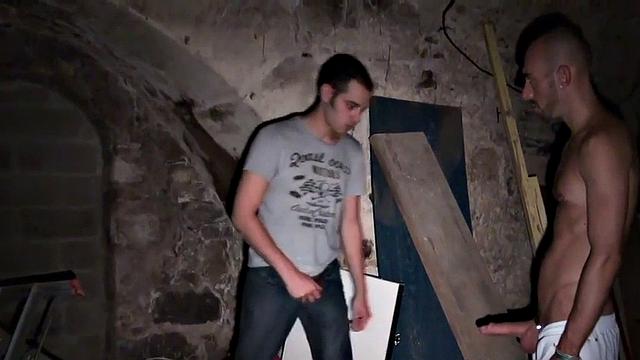 Dom jock fucks ass of tied up BDSM sub in basement