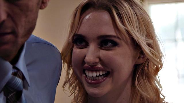 Stepdad fucks lusty stepdaughter in wet shaved pussy hole