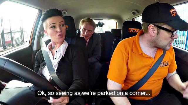 Curvy tattoo babe rides after giving blowjob in the car duo