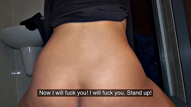 Thai babe gets drilled in the gas station toilet by a big dick