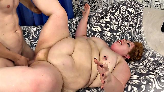 Fat Redhead Velma Voodoo Blows and Fucks Skinny Dude