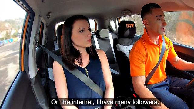 Real learning driver doggystyled by instructor in class