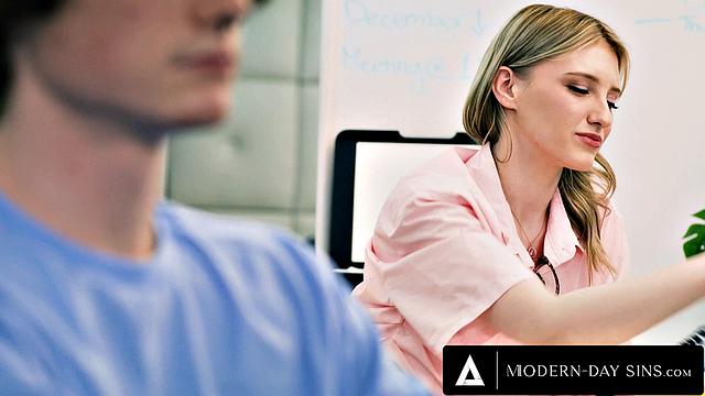 MODERN-DAY SINS - Horny Teen Melody Marks Teases Coworker For Sneaky Sex At The Office