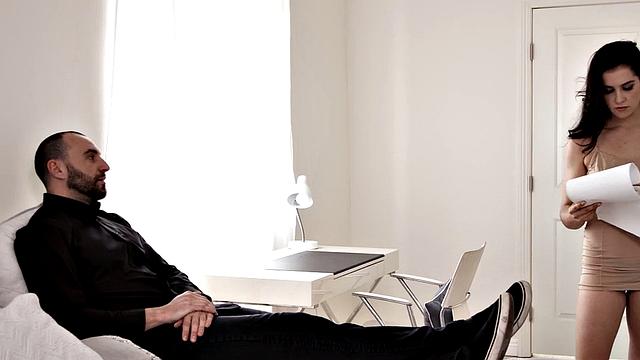 Hairy babe deepthroats BF's hard dick before sex