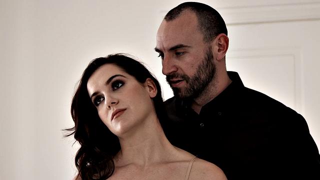 Hairy babe deepthroats BF's hard dick before sex