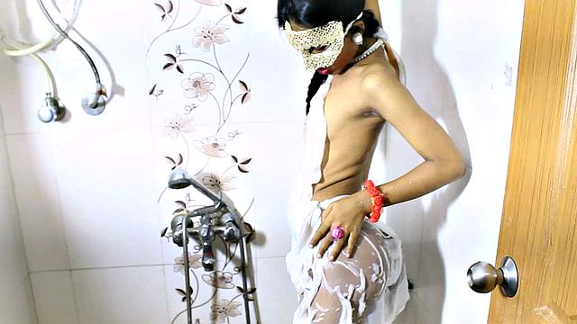 Cute Indian College Amateur In Shower Dancing Shaking Her Natural Tits In Water