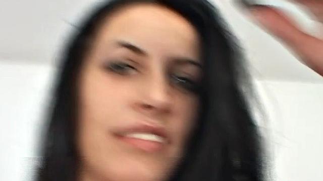 Closeup amateur perky boobed babe pussytoyed after casting