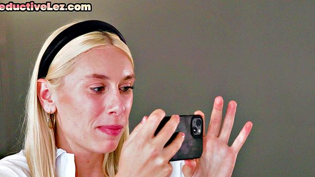 Seductive sophomore nympho dykes fingering after class