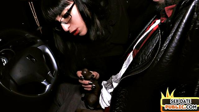 Public German amateur rides black dick on sex date outdoors