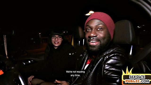 Public German amateur rides black dick on sex date outdoors