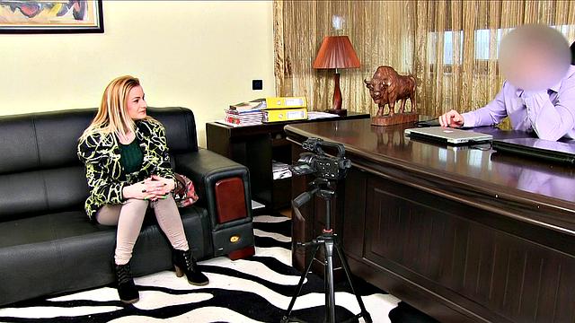 Hot Blonde Gets Agent's Cum Injection On Ass