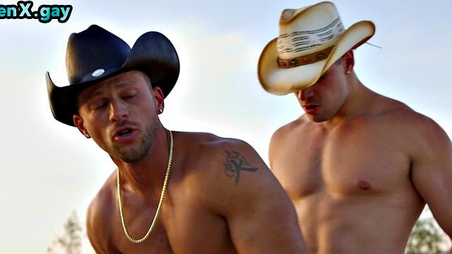 Manly cowboy fucks BFF's analhole outdoors when car breaks down