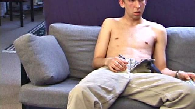 Chad Wiley releases a huge uncut cock and probes his hole.