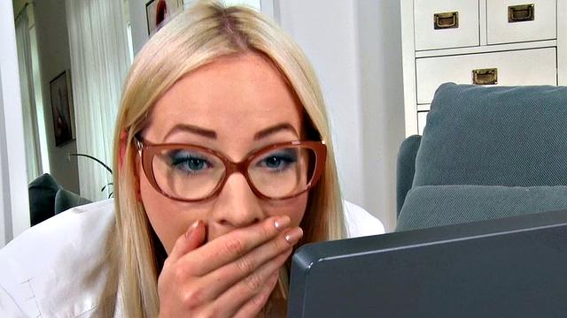 Naughty Hungarian babe in stockings teaches her young stud how to deepthroat and ride a dildo in a wild threesome