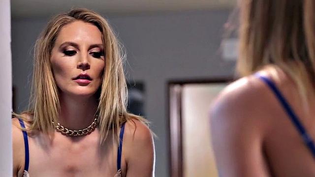 Pussyfingered babe gets licked by small boobs MILF