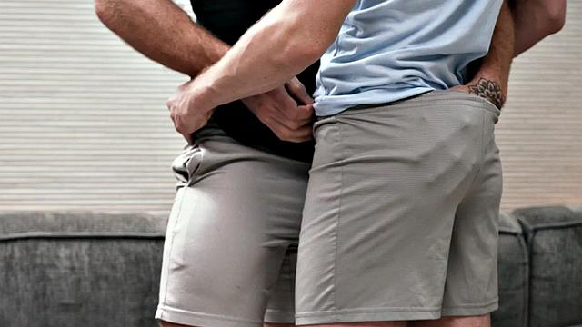 Hairy gaydaddy with tattoos barebacked by twunk