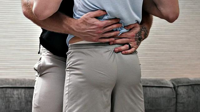 Hairy gaydaddy with tattoos barebacked by twunk