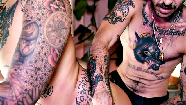 TS guy with strapon fucks babe after getting licked